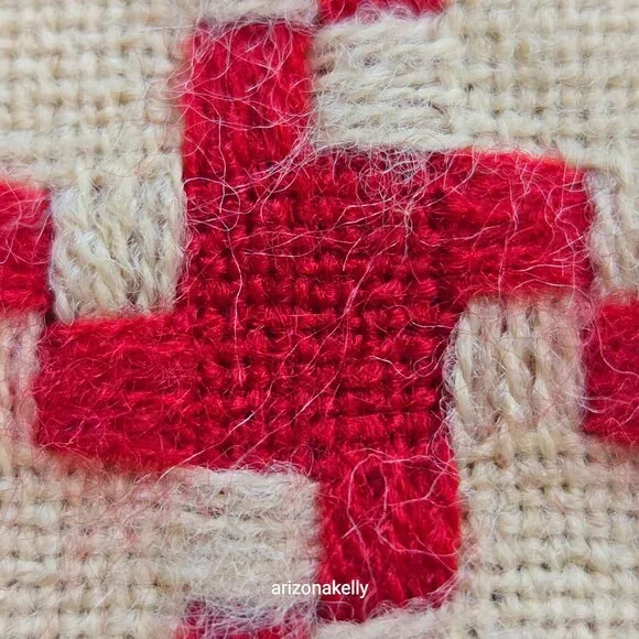 Woven Cashmere Houndstooth Scarf Red Tan White Pink - Picture 8 of 16